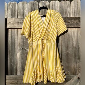 Pretty Garden Yellow and White Striped Dress - Size XL